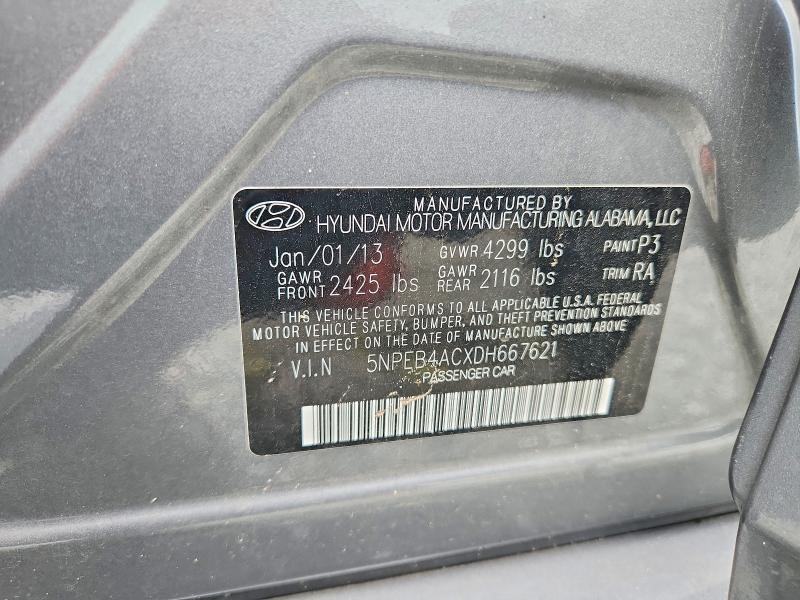 2013 Hyundai Sonata მანქანა იყიდება აუქციონზე, vin: 5NPEB4ACXDH667621, აუქციონის ნომერი: 55363596