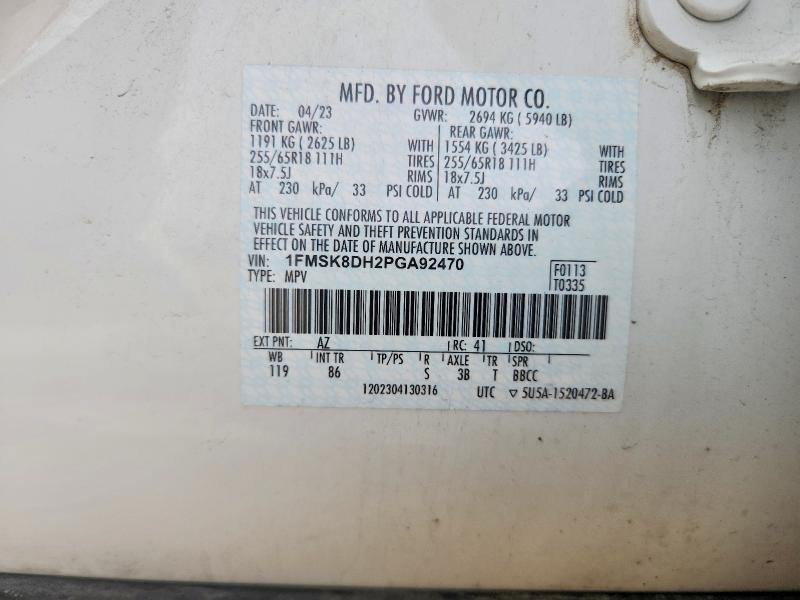54611866 :رقم المزاد ، 1FMSK8DH2PGA92470 vin ، 2023 Ford Explorer مزاد بيع