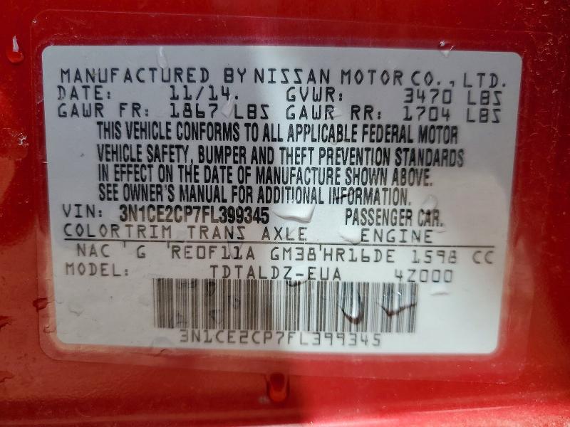 Aukcja sprzedaży 2015 Nissan Versa Note, vin: 3N1CE2CP7FL399345, numer aukcji: 52193416