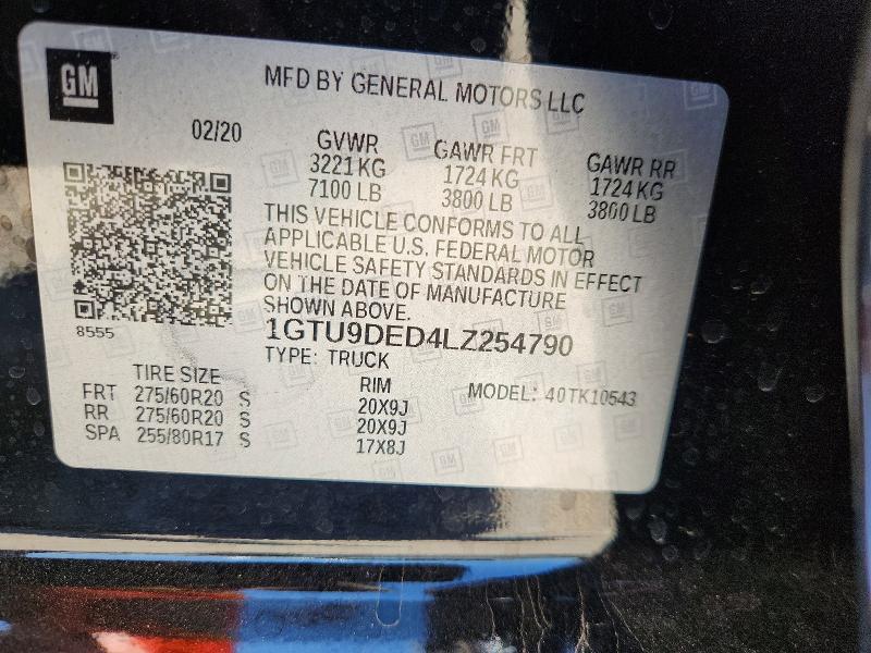 Aukcja sprzedaży 2020 Gmc Sierra, vin: 1GTU9DED4LZ254790, numer aukcji: 53044746