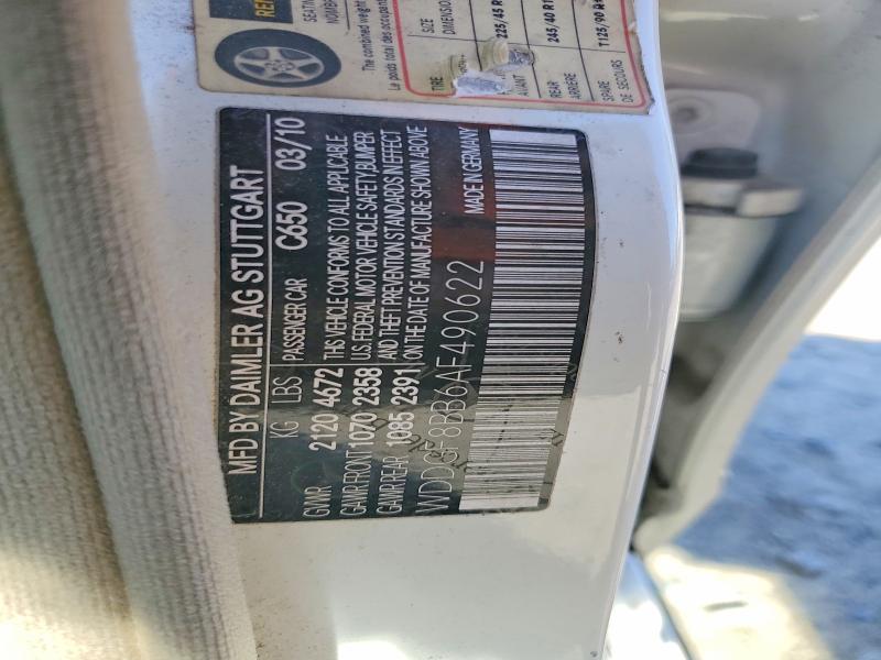 52124136 :رقم المزاد ، WDDGF8BB6AF490622 vin ، 2010 Mercedes-benz C مزاد بيع