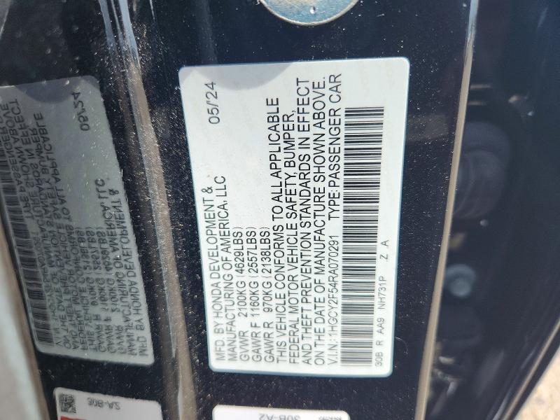 Aukcja sprzedaży 2024 Honda Accord, vin: 1HGCY2F54RA070291, numer aukcji: 54460936