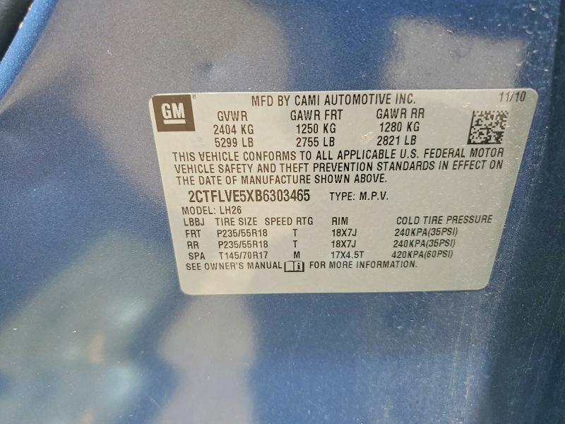 54468026 :رقم المزاد ، 2CTFLVE5XB6303465 vin ، 2011 Gmc Terrain مزاد بيع