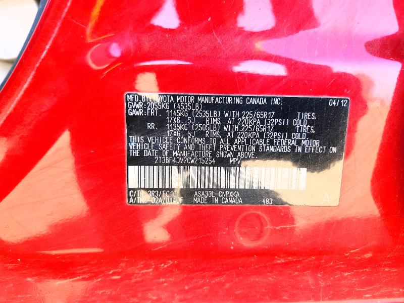 Продаж на аукціоні авто 2012 Toyota Rav4, vin: 2T3BF4DV2CW215254, номер лоту: 55319146