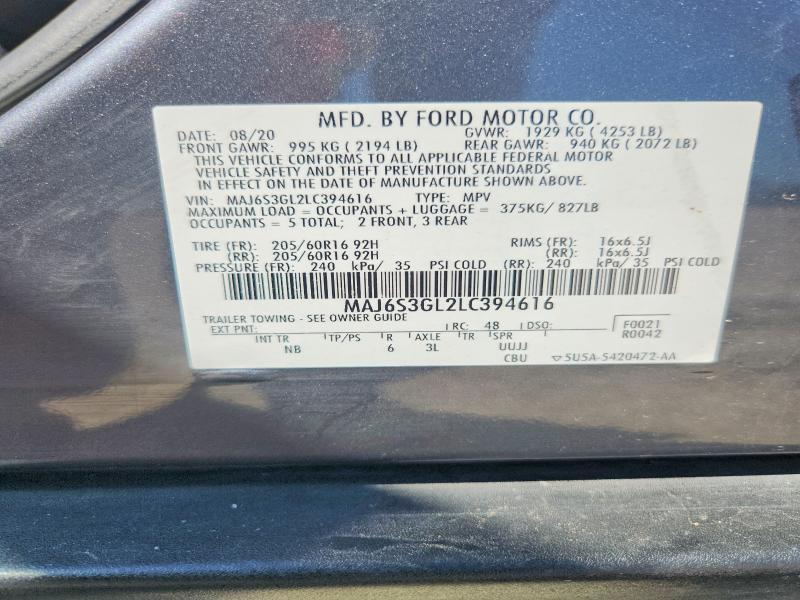Продажа на аукционе авто 2020 Ford Ecosport, vin: MAJ6S3GL2LC394616, номер лота: 55526736