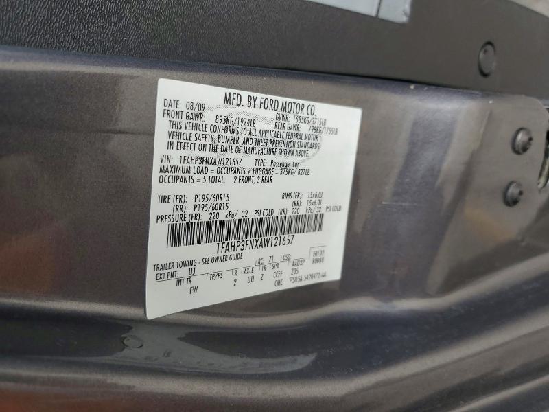 53849206 :رقم المزاد ، 1FAHP3FNXAW121657 vin ، 2010 Ford Focus مزاد بيع