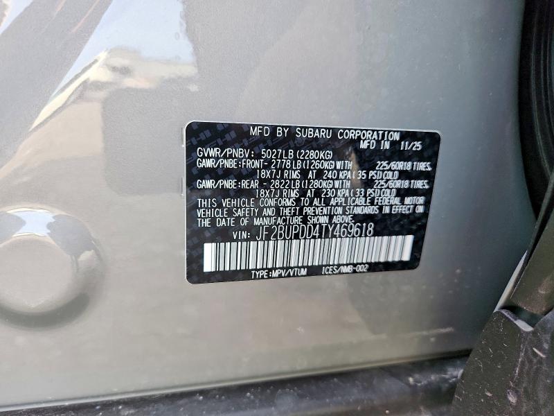 Aukcja sprzedaży 2026 Subaru Outback, vin: JF2BUPDD4TY469618, numer aukcji: 54677356