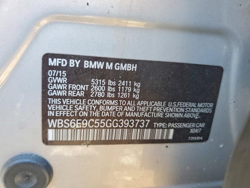 52898446 :رقم المزاد ، WBS6E9C55GG393737 vin ، 2016 Bmw M6 مزاد بيع