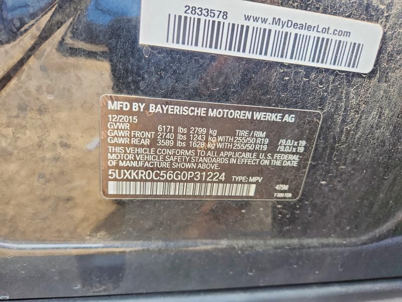 52964046 :رقم المزاد ، 5UXKR0C56G0P31224 vin ، 2016 Bmw X5 مزاد بيع