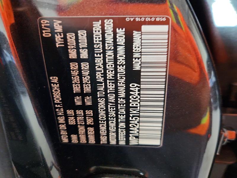 52126376 :رقم المزاد ، WP1AA2A51KLB03449 vin ، 2019 Porsche Macan مزاد بيع