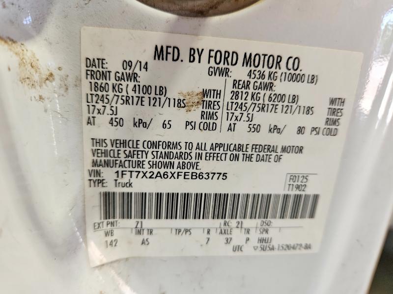 52437586 :رقم المزاد ، 1FT7X2A6XFEB63775 vin ، 2015 Ford F250 مزاد بيع