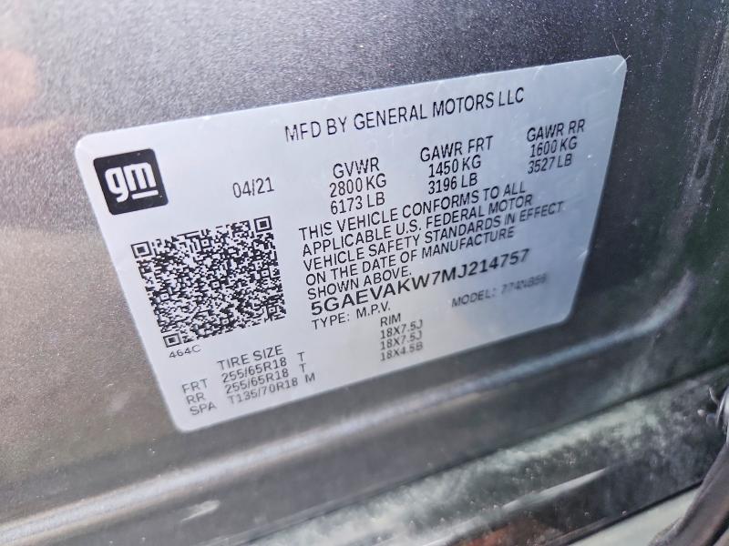 Aukcja sprzedaży 2021 Buick Enclave, vin: 5GAEVAKW7MJ214757, numer aukcji: 53604396