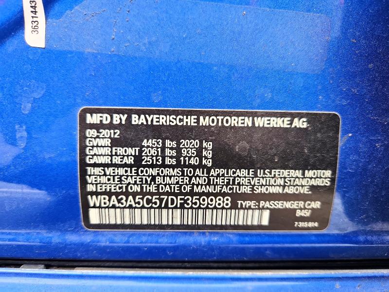 Aukcja sprzedaży 2013 Bmw 328, vin: WBA3A5C57DF359988, numer aukcji: 54004006