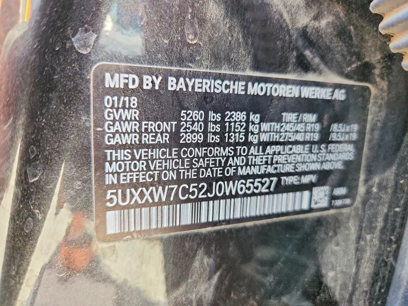 54841906 :رقم المزاد ، 5UXXW7C52J0W65527 vin ، 2018 Bmw X4 مزاد بيع