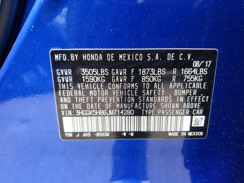 53418086 :رقم المزاد ، 3HGGK5H86JM714280 vin ، 2018 Honda Fit مزاد بيع