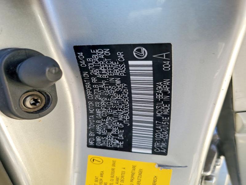 Продажа на аукционе авто 2004 Lexus Es, vin: JTHBA30G245042679, номер лота: 53781406