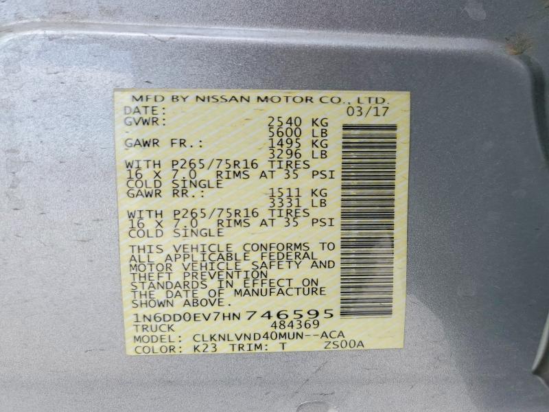 Продажа на аукционе авто 2017 Nissan Frontier, vin: 1N6DD0EV7HN746595, номер лота: 53585426