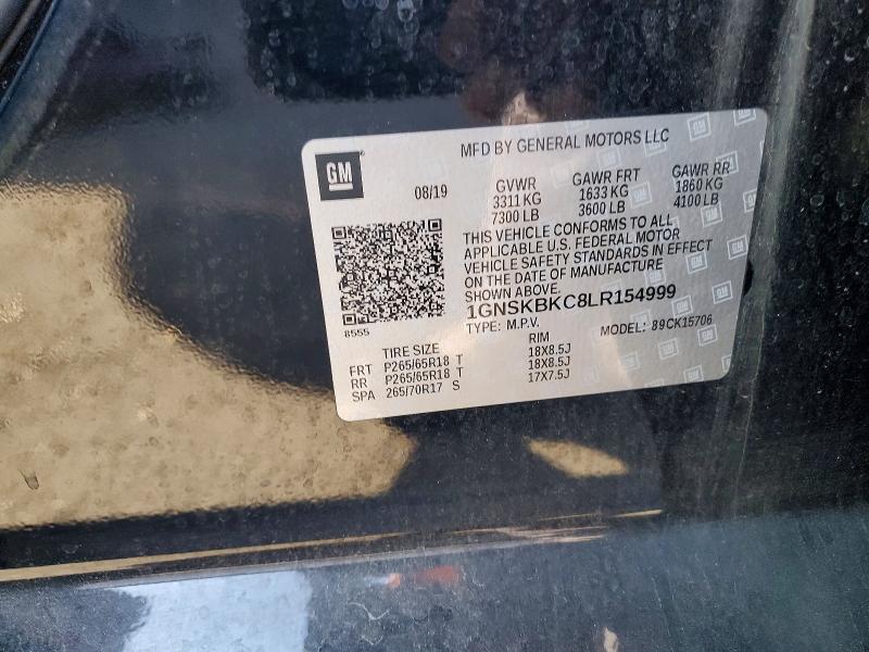 Продажа на аукционе авто 2020 Chevrolet Tahoe, vin: 1GNSKBKC8LR154999, номер лота: 52852216