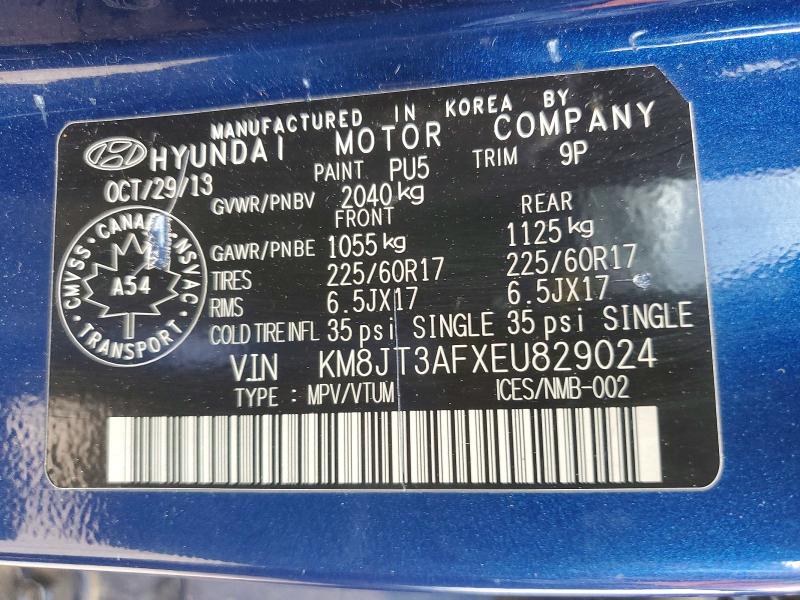 Продажа на аукционе авто 2014 Hyundai Tucson, vin: KM8JT3AFXEU829024, номер лота: 54967066