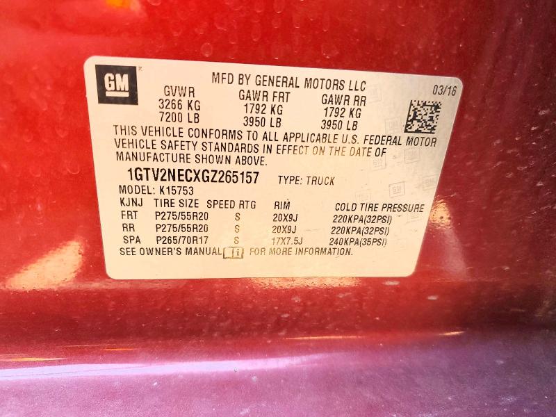Продажа на аукционе авто 2016 Gmc Sierra, vin: 1GTV2NECXGZ265157, номер лота: 53586226