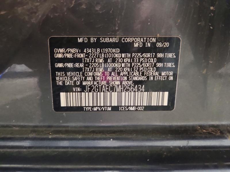 52528686 :رقم المزاد ، JF2GTAEC7MH256434 vin ، 2021 Subaru Crosstrek مزاد بيع