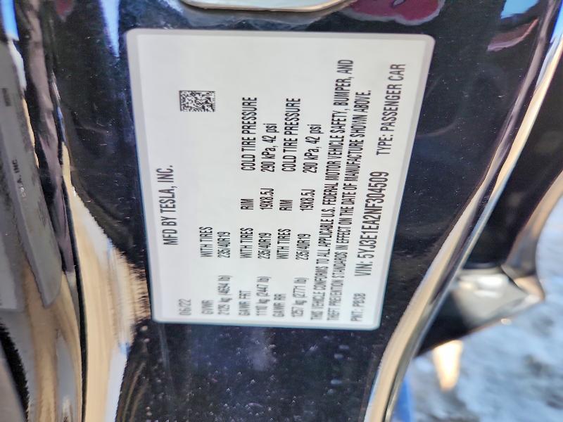 Aukcja sprzedaży 2022 Tesla Model 3, vin: 5YJ3E1EA2NF304509, numer aukcji: 55347386