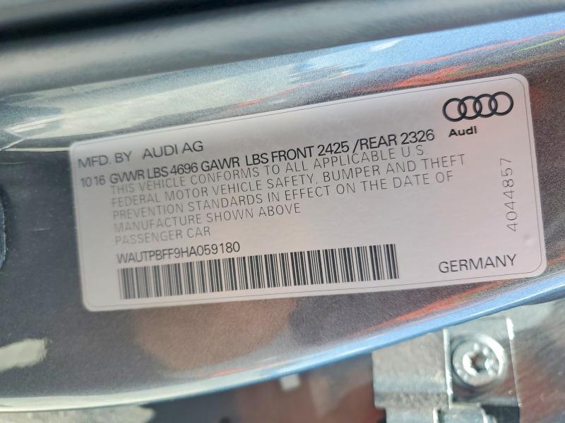 55287416 :رقم المزاد ، WAUTPBFF9HA059180 vin ، 2017 Audi A3 مزاد بيع