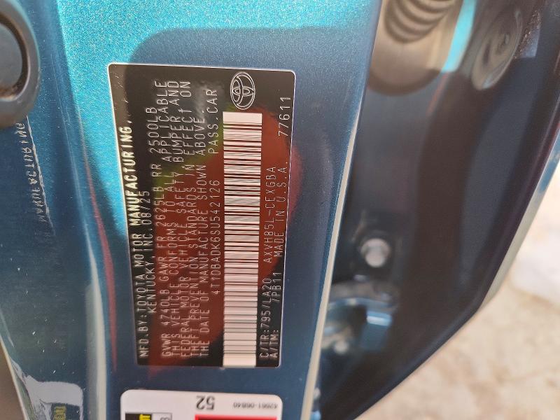 Aukcja sprzedaży 2025 Toyota Camry, vin: 4T1DBADK6SU542126, numer aukcji: 52675406