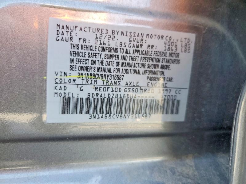 Aukcja sprzedaży 2022 Nissan Sentra, vin: 3N1AB8CV8NY316587, numer aukcji: 54090796
