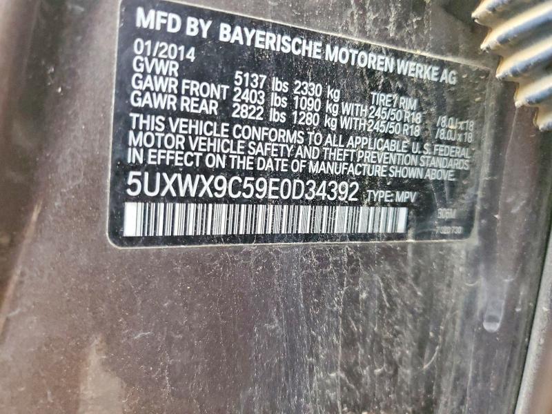53466496 :رقم المزاد ، 5UXWX9C59E0D34392 vin ، 2014 Bmw X3 مزاد بيع