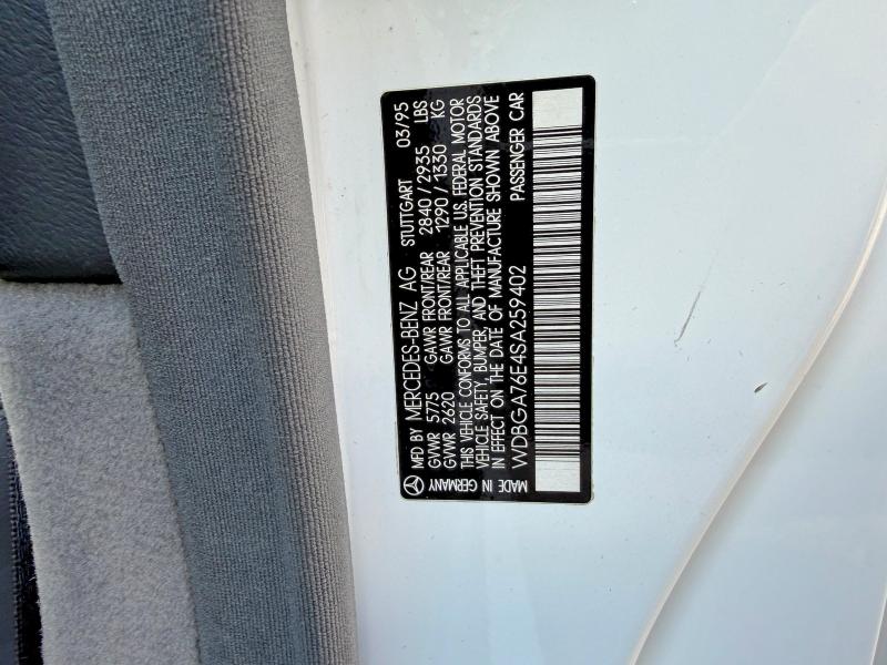 55099896 :رقم المزاد ، WDBGA76E4SA259402 vin ، 1995 Mercedes-benz S مزاد بيع