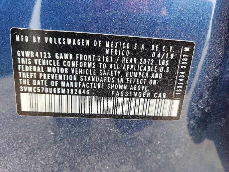 Aukcja sprzedaży 2019 Volkswagen Jetta, vin: 3VWC57BU6KM182646, numer aukcji: 53619296