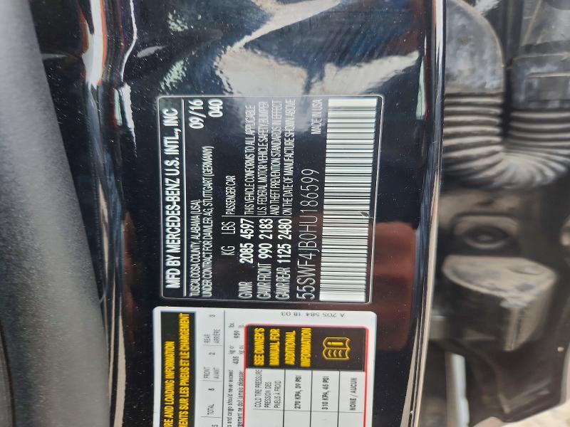 Aukcja sprzedaży 2017 Mercedes-benz C, vin: 55SWF4JB0HU186599, numer aukcji: 52787186