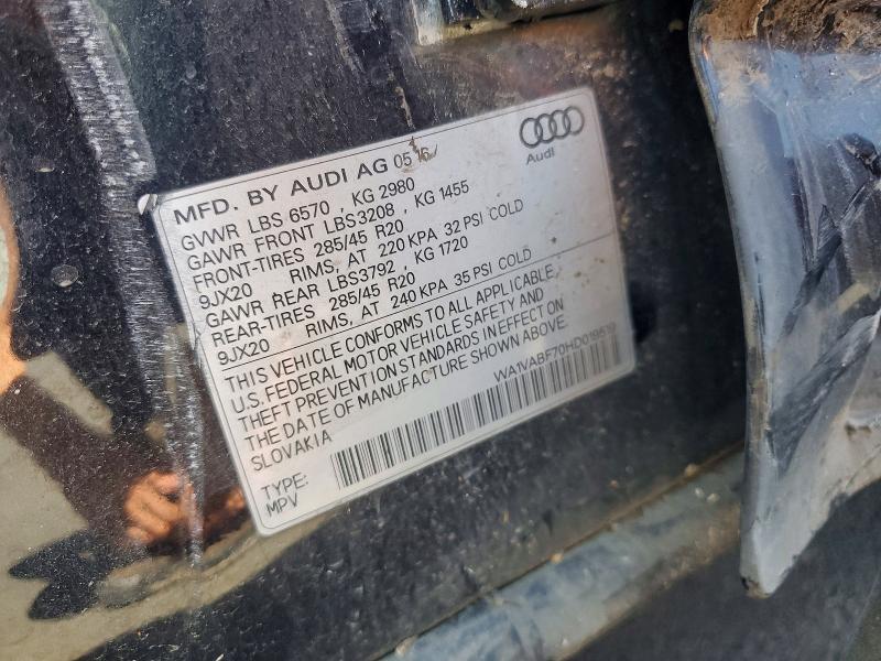 54548716 :رقم المزاد ، WA1VABF70HD019519 vin ، 2017 Audi Q7 مزاد بيع
