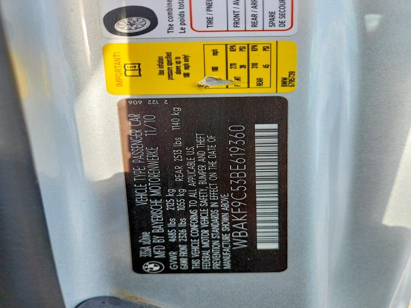 2011 Bmw 335 მანქანა იყიდება აუქციონზე, vin: WBAKF9C53BE619360, აუქციონის ნომერი: 53161076