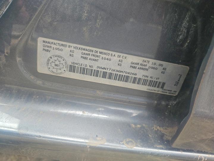 Auction sale of the 2006 Volkswagen Jetta, vin: 3VWNT71K96M704268, lot number: 52941636