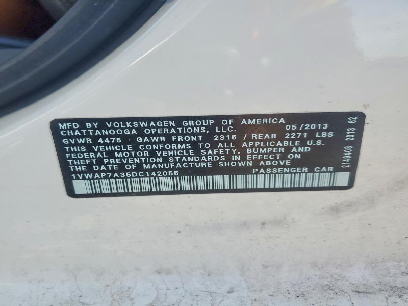 Aukcja sprzedaży 2013 Volkswagen Passat, vin: 1VWAP7A35DC142055, numer aukcji: 53323606