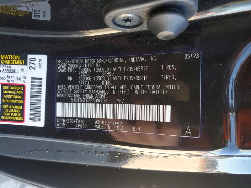 2023 Toyota Sienna მანქანა იყიდება აუქციონზე, vin: 5TDYSKFC7PS090684, აუქციონის ნომერი: 54470326