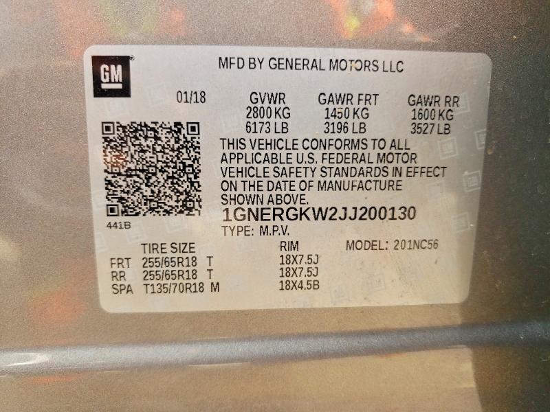 Продаж на аукціоні авто 2018 Chevrolet Traverse, vin: 1GNERGKW2JJ200130, номер лоту: 53761006