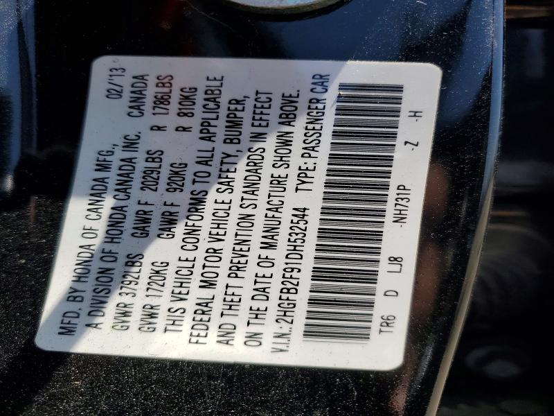Aukcja sprzedaży 2013 Honda Civic, vin: 2HGFB2F91DH532544, numer aukcji: 52092756