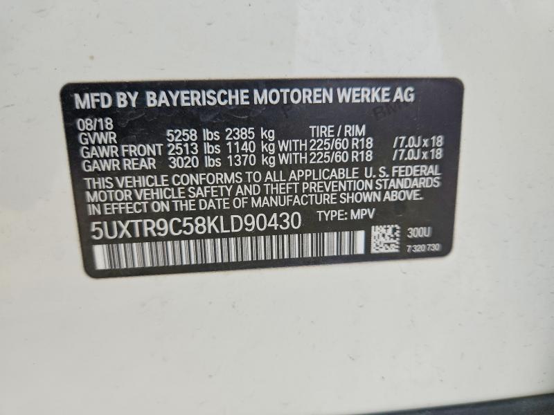 Aukcja sprzedaży 2019 Bmw X3, vin: 5UXTR9C58KLD90430, numer aukcji: 54091226