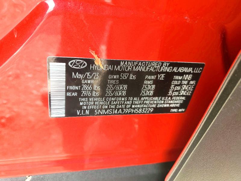 Aukcja sprzedaży 2023 Hyundai Santa Fe, vin: 5NMS14AJ9PH583229, numer aukcji: 54554226