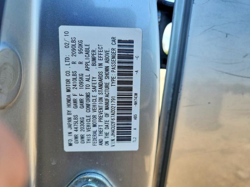 Auction sale of the 2010 Acura Tsx, vin: JH4CU2F67AC021791, lot number: 53466466