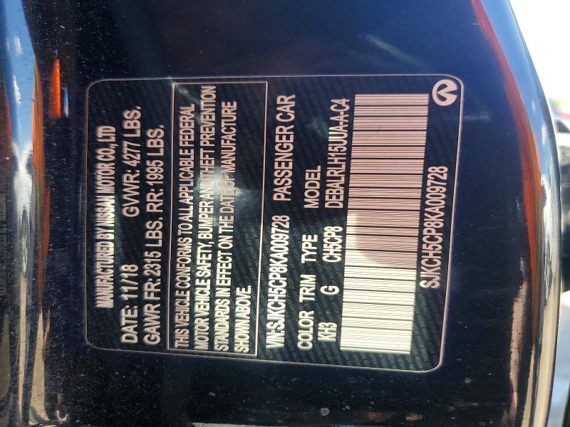 53577846 :رقم المزاد ، SJKCH5CP8KA009728 vin ، 2019 Infiniti Qx30 مزاد بيع