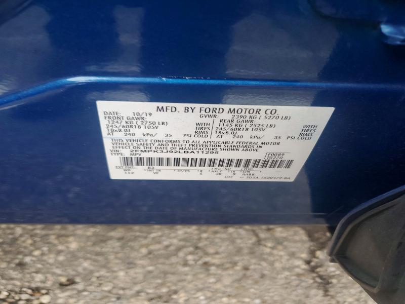 Продажа на аукционе авто 2020 Ford Edge, vin: 2FMPK3J92LBA11295, номер лота: 53433676
