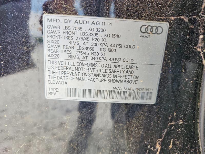 2015 Audi Q7 მანქანა იყიდება აუქციონზე, vin: WA1LMAFE4FD011671, აუქციონის ნომერი: 52938096