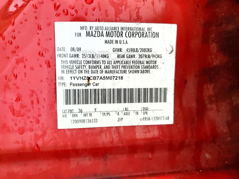 Продаж на аукціоні авто 2010 Mazda 6, vin: 1YVHZ8CB7A5M07218, номер лоту: 52648496