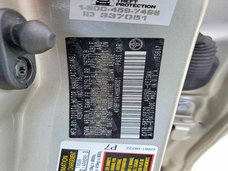 55117526 :رقم المزاد ، 4T1BF1FK4HU638001 vin ، 2017 Toyota Camry مزاد بيع