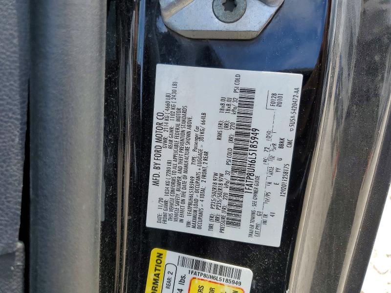 Auction sale of the 2020 Ford Mustang, vin: 1FATP8UH6L5185949, lot number: 54878616