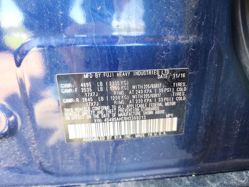 Aukcja sprzedaży 2017 Subaru Outback, vin: 4S4BSAHC8H3309213, numer aukcji: 53228966